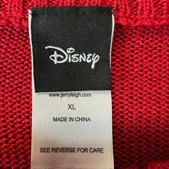 Disney Mickey Mouse Knit Sweater XL Red Black Crewneck - Picture 7 of 9